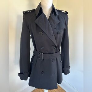 Burberry Short Black Trench Coat Size 6